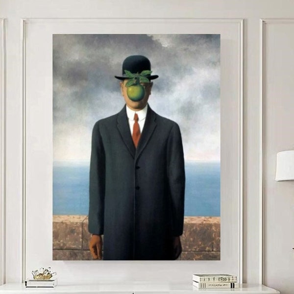 Rene Magritte The Son of Man (1964) Leinwand Wandkunst /Berühmte Kunstdrucke/ Hochwertige Poster /Magritte Ausstellungsdruck /Surrealismus Poster