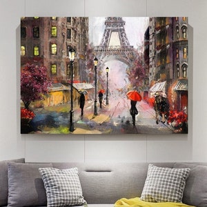 Paris Eiffel Tower Canvas Wall Arts /Paris Canvas Arts/France Eiffel Tower Oil Painting/France Wall Arts/Eiffel Tower Painting/ Paris Prints