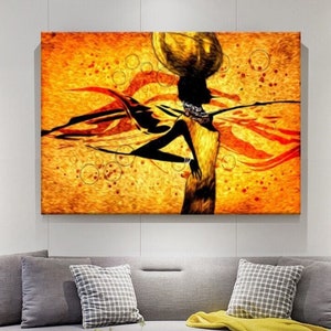 Arte mural de mujer africana/Impresión en lienzo de mujer africana/Decoración de pared de arte afroamericano/Decoración de maquillaje de mujer africana/Pintura de mujer africana