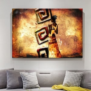 African Woman Wall Art/  African Woman Canvas Print / African American Wall Art Decors/African Woman Make Up Decors / African Woman Painting