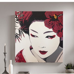 Asian Woman Geisha Wall Art /Asian Woman Canvas Print /Asian Home Decor/Asian Wall Decor/Geisha Woman Home Decor/Extra Large Canvas Wall Art