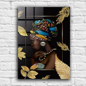 Afrikanische Frau Glaswand Kunst / Afrikanische Frau Glasdruck / Afrikanische Amerikanische Kunst Wanddekor / Afrikanische Wanddekoration / Afrikanische Make up Wohnkultur