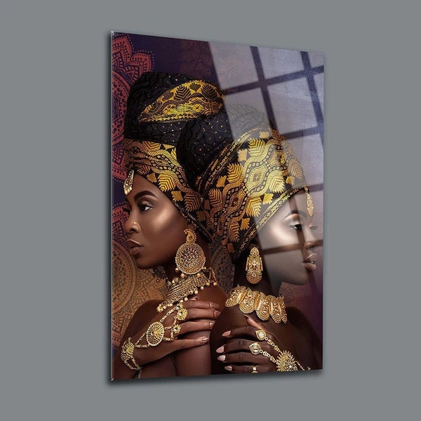 African Woman Glass Wall Art / African Woman Glass Print / African American Art Wall Decor / African Wall Decor / African Make up Home Decor