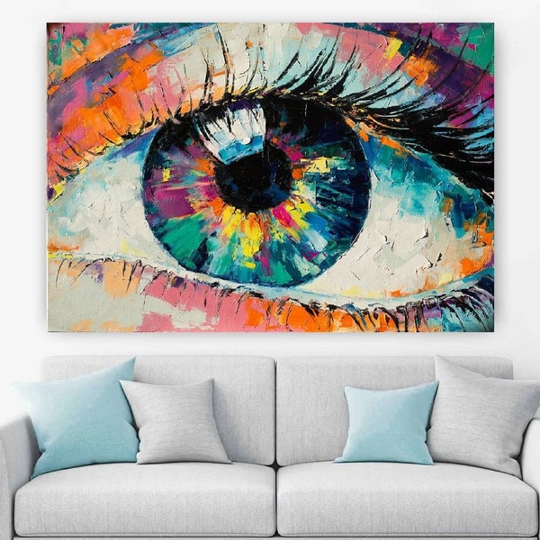 Colorful Eye  Canvas Wall Arts/ Colorful Eye Poster/Colorful Oil Painting Art/Man Cave Decoration/Colorful Eye Oil Painting Print Home Decor
