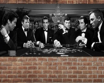 James Bond Poker Game Canvas Wall Art/James Bond Poker Game Poster/James Bond Canvas Print Art/Man Cave Decor/Movie Poster/James Bond Prints