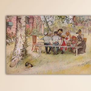 Carl Larsson - Breakfast under the Big Birch Wall Art Larsson Canvas Gift Of Home Wall Decor Art Larsson Print Larssonu Paint Larsson Poster