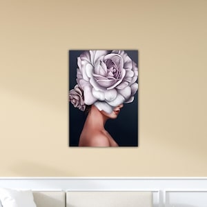 Paint By Number Flower Head Woman Wall Art Flower Head Canvas Woman Print Art Flower Poster Gift Of Home Wall Decor Paint Modern Decor Art
