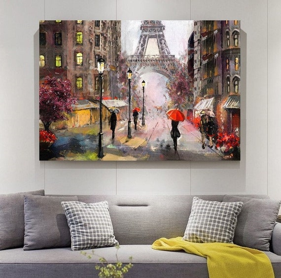 Paris Eiffel Tower Canvas Wall Arts /Paris Canvas Arts/France Eiffel Tower Oil Painting/France Wall Arts/Eiffel Tower Painting/ Paris Prints