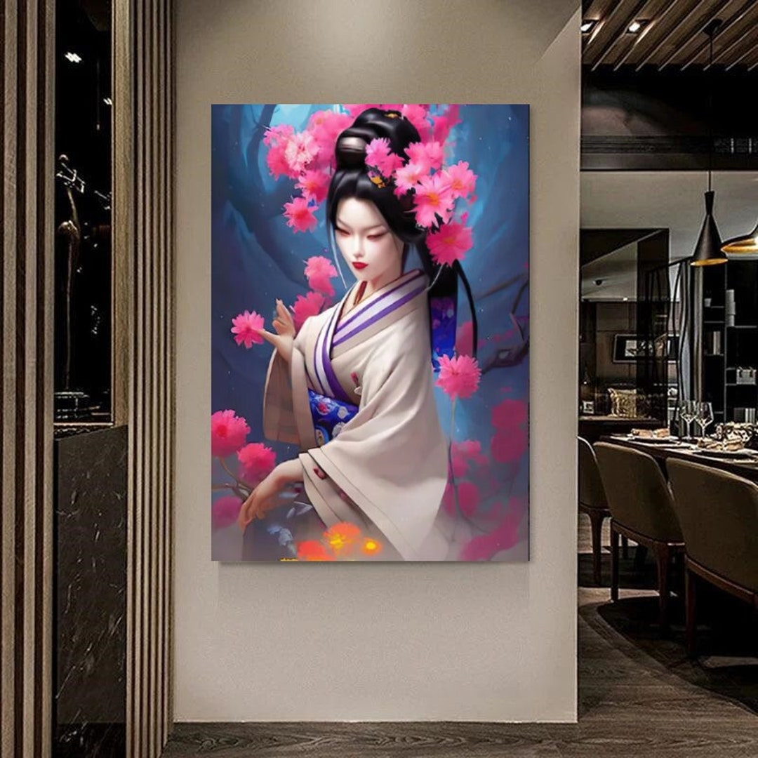 Asian Woman Geisha Wall Art /asian Woman Canvas Print /asian Home Decor ...