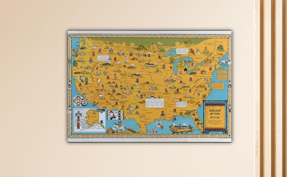 ネイティブアメリカンの古地図ポスターギフトアートアメリカの