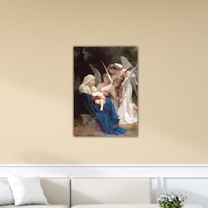 William-Adolphe Bouguereau The Virgin of The Angels 1881 Poster Bouguereau Wall Art Adolphes Canvas Gift Home Wall Decor Art William Paint
