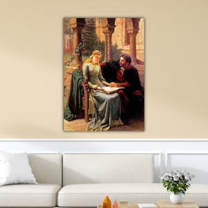 Edmund Blair Leighton Abelard und seine Schülerin Heloise Leinwand Romantisches Vintage-Poster Viktorianische Ära Dekoration Kunst Mittelalterliche Liebeskunst Museumswandkunst