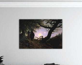 Caspar David Friedrich Mann und Frau in Betrachtung des Mondes Poster Friedrich Canvas Reproduction Painting Caspar Wall Art Home Wall Decor