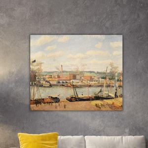 Camille Pissarro - Rouen Port Poster Unloading Wood 1898 Canvas Pissarro Wall Art Gift Living Room Wall Decor Camille Paint Pissarro Print