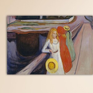 Poster Fille d&#39;Edward Munch sur un pont Art mural d&#39;Edward Munch, toile moderne, décoration murale d&#39;Edward Munch, impression d&#39;oeuvres d&#39;art déco de bureau Edward Munch