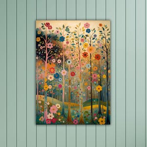 Gustav Klimt Wald Blumen Poster Klimt Wandkunst Baum des Lebens Kunst Gustav Klimt Leinwand Gustav Klimt Druck Geschenk Wohnkultur Klimt Farbe