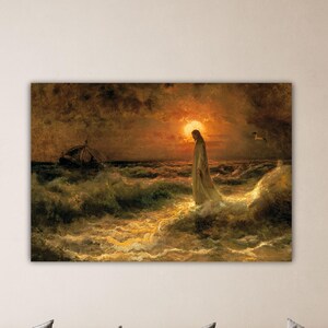 Julius von Klever- Lord Jesus Walking On Water Wall Art Klever Canvas Gift Of Home Wall Decor Art Klever Printing Klever Paint Klever Poster