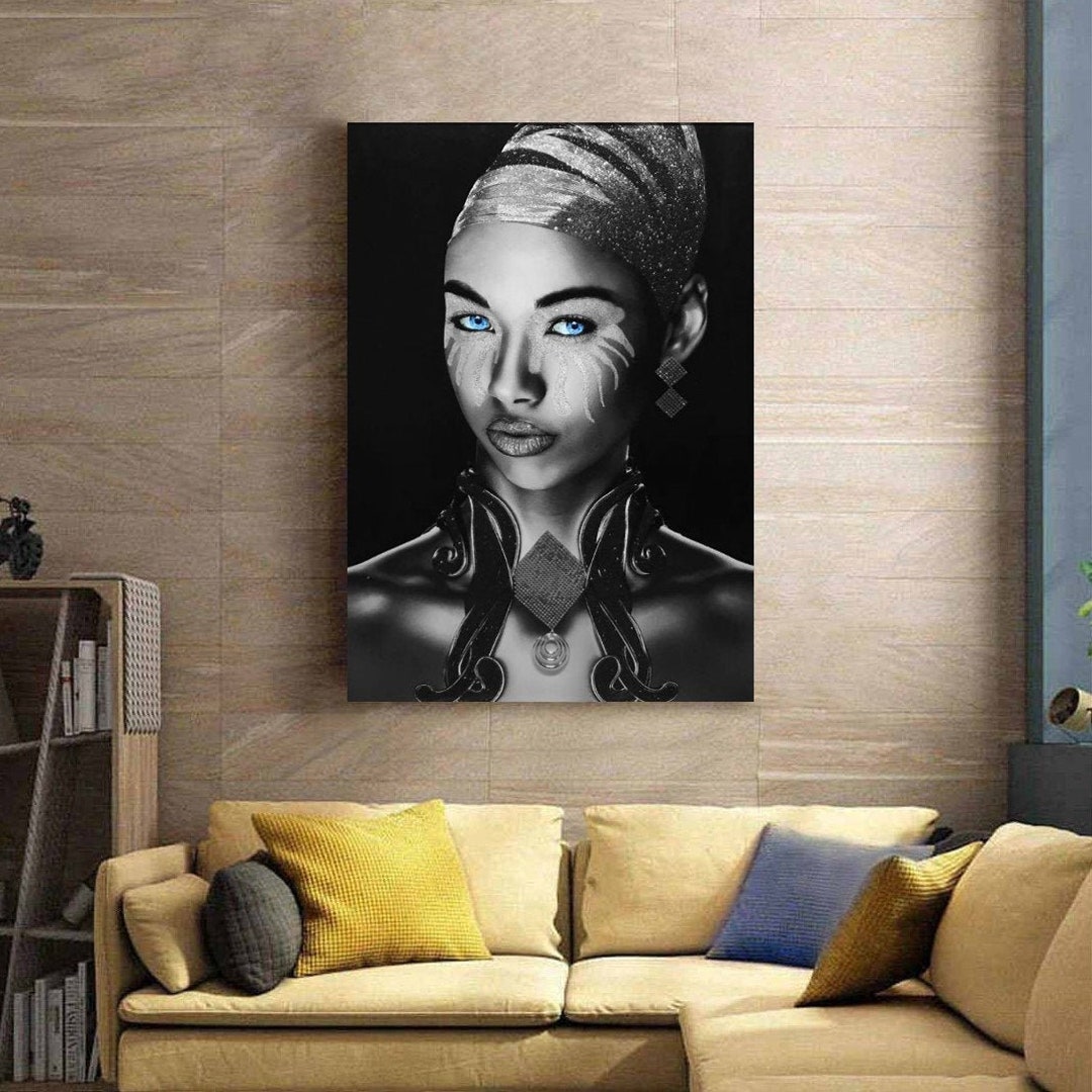 Blue Eye Woman Wall Art / African Woman Canvas Print / African American