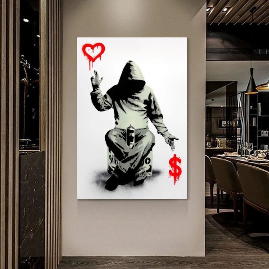 Love or Money Banksy Boy Canvas Wall Art/ Banksy Love Money