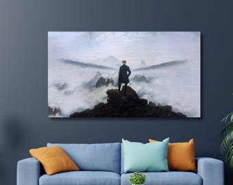 Caspar David Friedrich Wanderer Above the Sea of Fog Poster Caspar David Friedrich Canvas  Reproduction Painting Modern Wall Art Home Decor