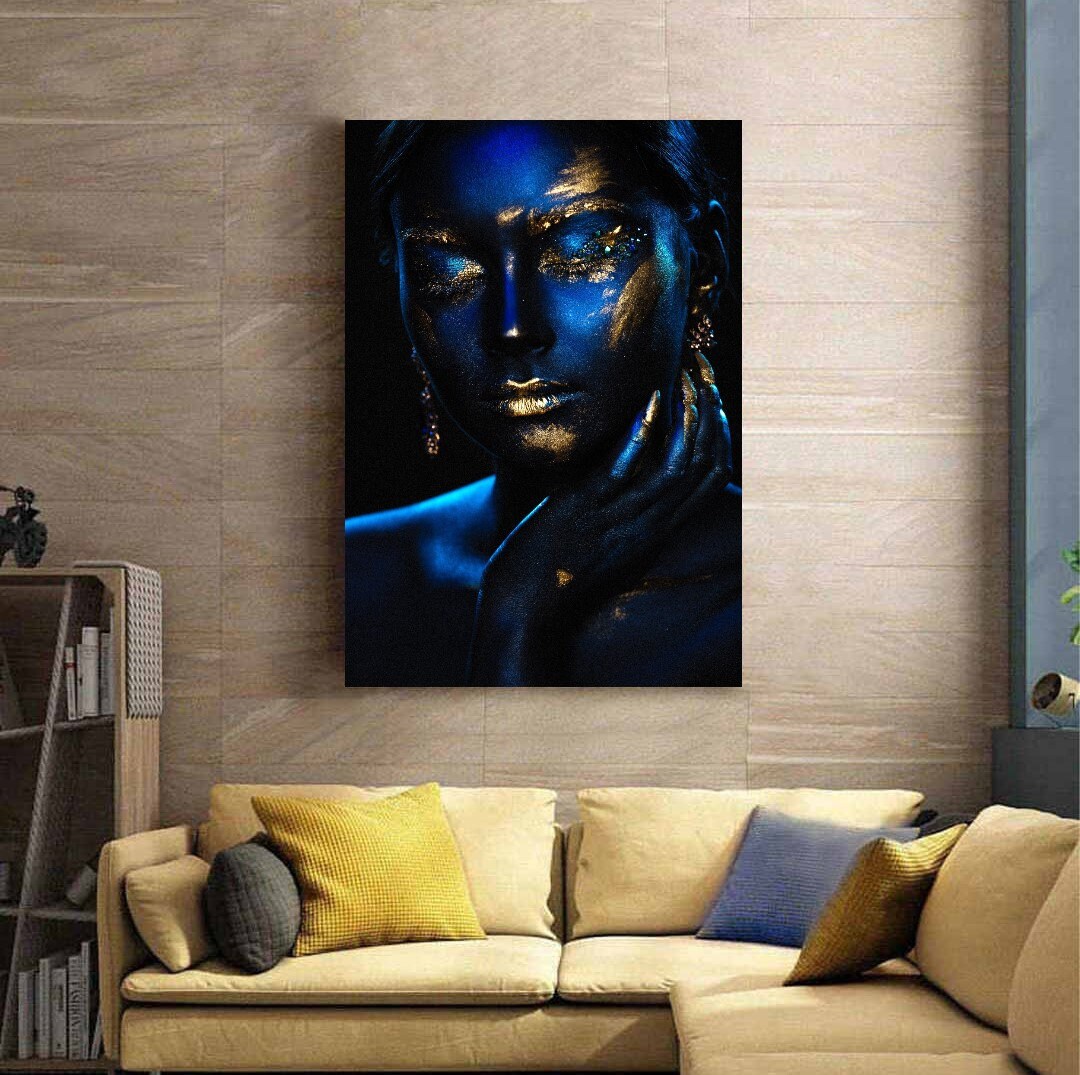 Blue Shining African Woman Wall Art /african Woman Canvas Print ...