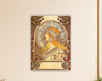 Alphonse Mucha Zodiac 1896 Wall Art Alphonse Mucha Canvas Gift Of Home Wall Decor Art Alphonse Mucha Print Mucha Paint Alphonse Mucha Poster