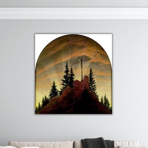 Caspar David Friedrich Krzyż w górach Plakat Caspar Friedrich Płótno Caspar Farba Friedrich Sztuka ścienna Prezent Dom Dekoracja ścienna Wydruk