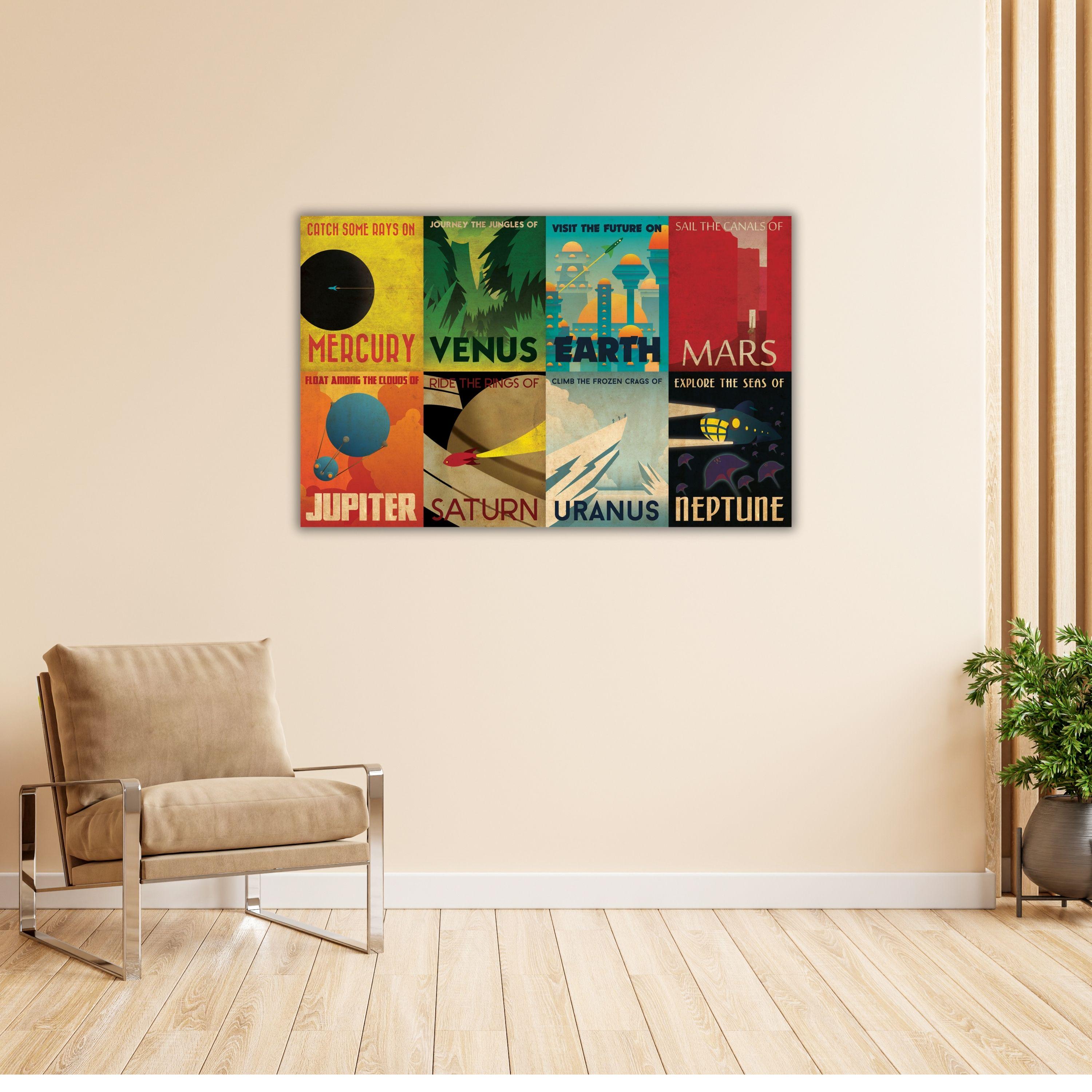 Retro Space Travel Canvas Nasa Poster Vintage Space Wall Art Retro ...