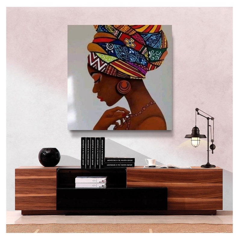 African Art Black Woman Canvas Wall Art Poster - Unframed Abstract Print Multi-Color