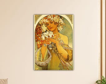 Alphonse Mucha Flower Girl Wall Art Alphonse Mucha Canvas Gift Of Home Wall Decor Art Alphonse Mucha Print Mucha Paint Alphonse Mucha Poster