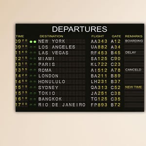 Airport Departures Poster Travel Wall Decor Departures Departures Wall Art Departures Print Gift Of Office Room Decor Ready To Hang Canvas
