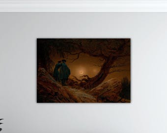 Caspar David Friedrich Two Men Contemplating the Moon Poster Friedrich Canvas Paint Caspar Wall Art Home Wall Decor Caspar Print Modern Art