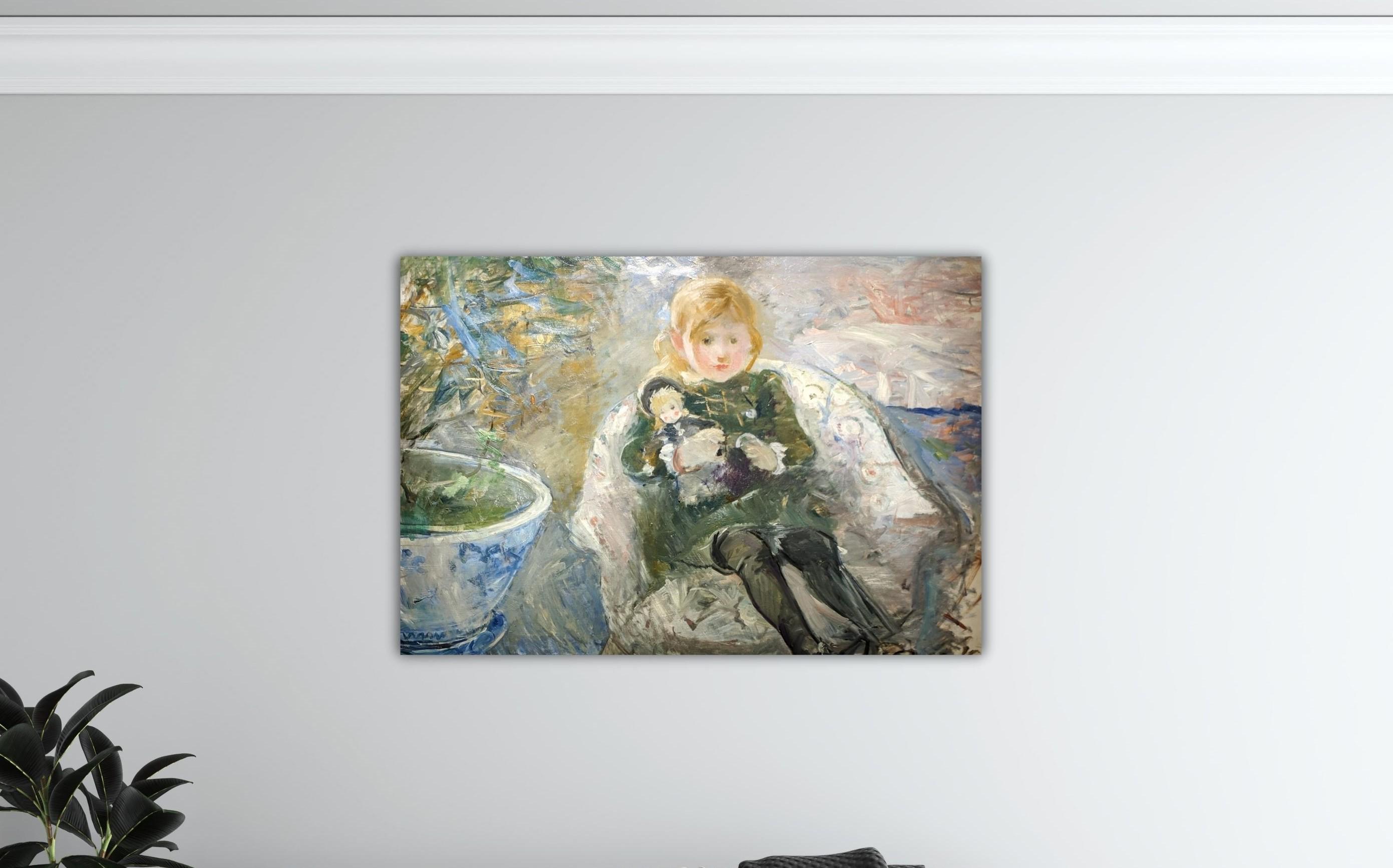 ベルト・モリゾ - 人形を持つ少女 1884 キャンバス モリゾ 壁アート
