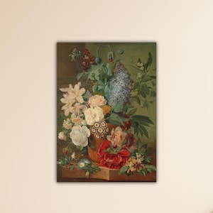 Albertus Jonas Brandt Flores en un jarrón de terracota 1810 Arte mural Lienzo de Brandt Regalo de decoración de pared para el hogar Arte impreso Pintura de Brandt Póster de Brandt