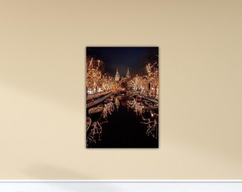 Amsterdam at Christmas Landscape Wall Art Amsterdam Canvas Nature View Giclee Wall Decor Print Amsterdam Poster Gift Of Home Decor Painting