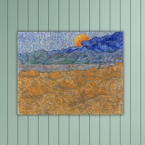 Vincent Van Gogh Landscape With Wheat Sheaves And Rising Moon Wall Art Van Gogh Poster Van Gogh Canvas Room Decor Museum Art Van Gogh Paint