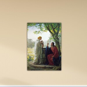 Carl Bloch - Christ and Samaritan Woman Bloch Canvas Carl Bloch Painting Carl Bloch Poster Carl Bloch Wall Art Gift Of Home Wall Decor Paint