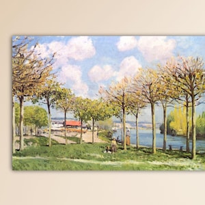 Alfred Sisley The Seine at Bougival 1876 Wall Art Alfred Sisley Canvas Gift Of Home Wall Decor Printing Alfred Sisley Painting Sisley Poster