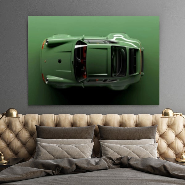 Green Porsche  Canvas Wall Art/Green Porsche Poster/Green Porsche Prints/Super Car Porche/Game Living Room Decor/Man Cave Decor/Gift for Him