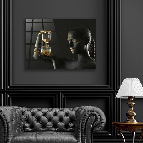African shops Woman Glass Wall Art / African Woman Glass Print / African American Art Wall Decor / African Wall Decor / African Make up Home Decor