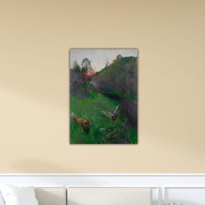 Bruno Liljefors -  Afternoon Landscape with Fox and Seabirds 1889 Canvas Liljefors Wall Art Print Bruno Poster Gift Home Wall Decor Paint