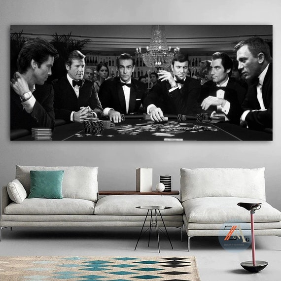 James Bond Poker Game Canvas Wall Art/james Bond Poker Game Poster