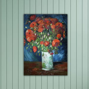 Jarrón con amapolas de Vincent Van Gogh, 1886, arte mural, lienzo de Van Gogh, regalo de decoración para el hogar, pintura de Van Gogh, póster de Van Gogh, arte de decoración de museos.
