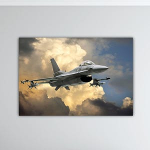 Affiche de l&#39;avion de chasse F-16, art mural du F-16, cadeau pilote en toile du F-16, décoration murale du faucon de combat F-16, cadeau des hommes, art déco de la chambre, impression d&#39;art F-16
