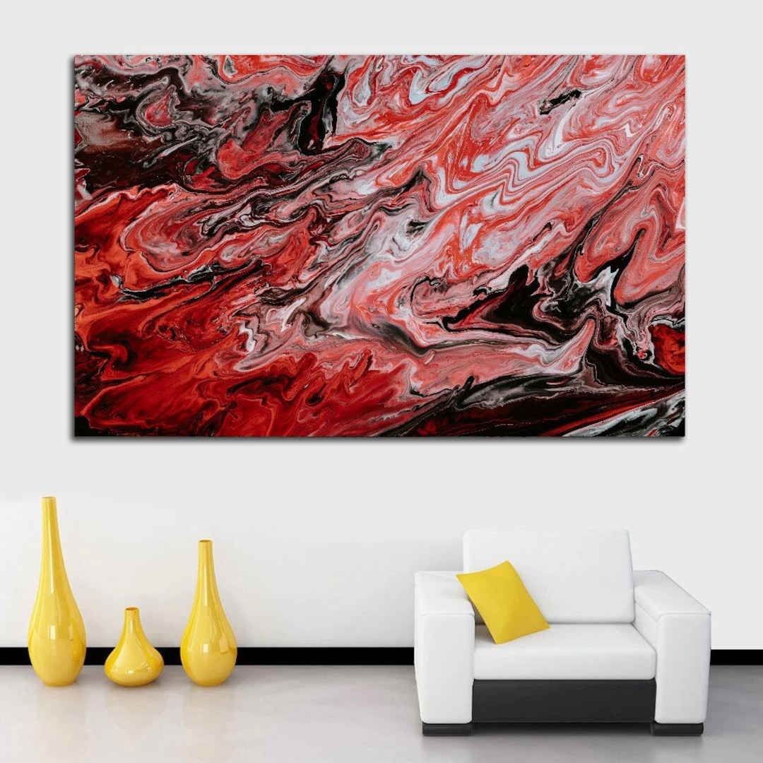 Red Abstract Canvas Wall Art,red Abstract Canvas Art Print,living Room Decor,luxury Home Decor