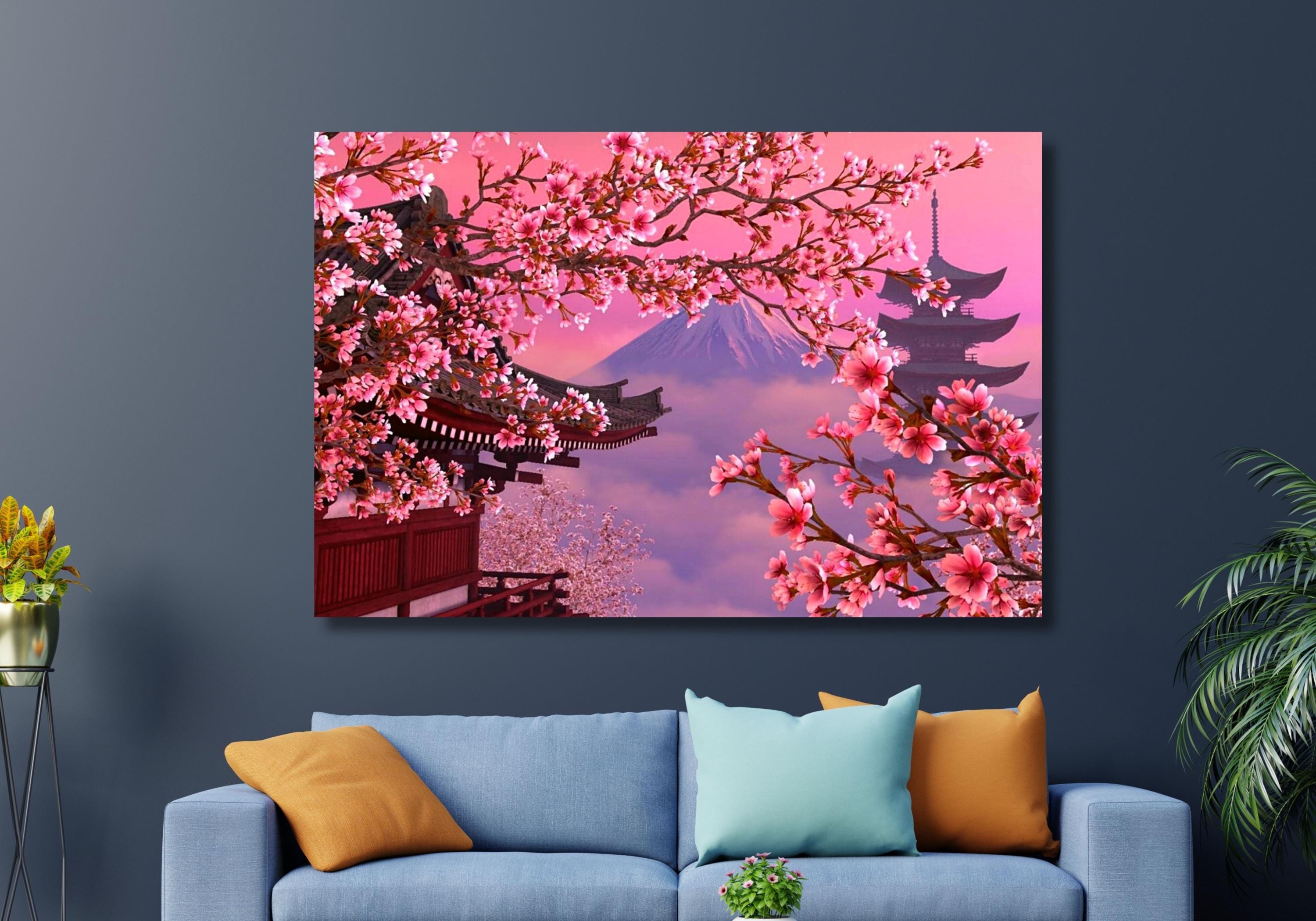 Japanese Sakura Cherry Blossom Samurai Canvas Japanese Poster
