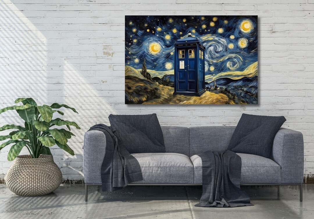 Doctor Who Tardis Box Vincent Van Gogh the Starry Night Style Canvas ...