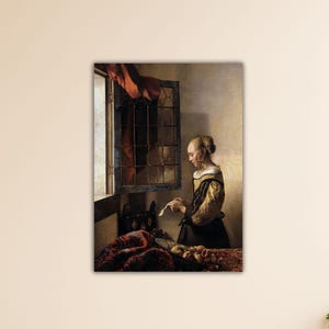 Johannes Vermeer Niña leyendo una carta frente a una ventana abierta Lienzo Decoración de pared para sala de estar Pintura de Vermeer Arte de pared de Vermeer Arte impreso de Vermeer