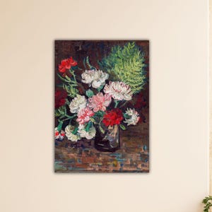 Jarrón con claveles de Vincent Van Gogh, 1886, arte mural, lienzo de Van Gogh, decoración de pared para el hogar, pintura, póster de Van Gogh, impresión de Van Gogh, arte mural de Van Gogh