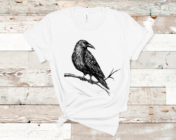 カラス　レア　北欧新品+invisibletシャツ カラスグラフィックTシャツ - 鳥好きのためのユニセックスシャツ